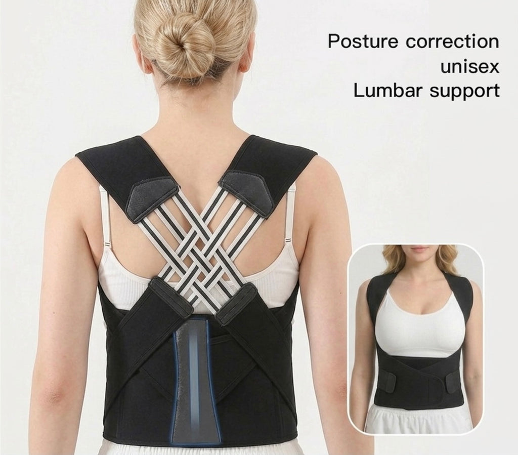 Black bace brace for both upper and lower back support