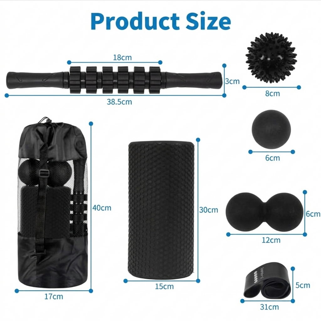 Foam Roller & Muscle Massage Kit (7-in-1)